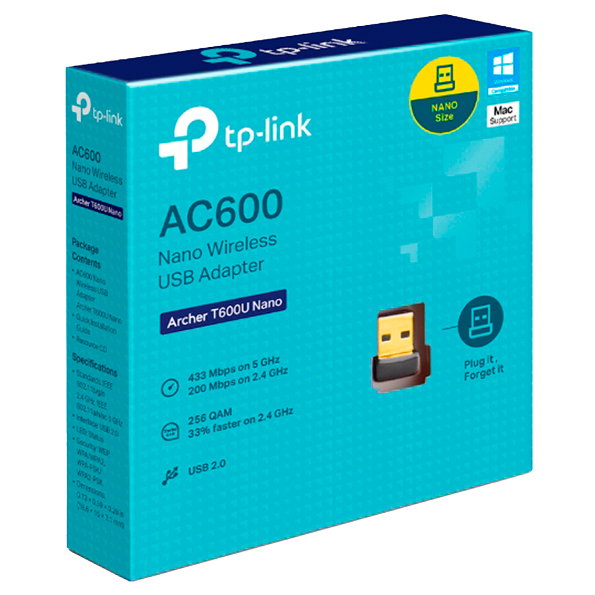 TP-Link Archer T600U Nano / AC600 Двухдиапазонный беспроводной nano USB-адаптер Wi-Fi