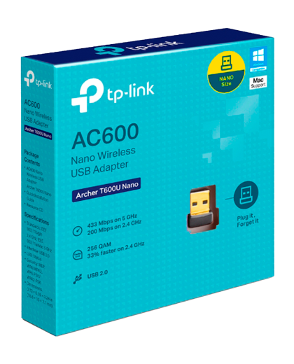 TP-Link Archer T600U Nano / AC600 Двухдиапазонный беспроводной nano USB-адаптер Wi-Fi
