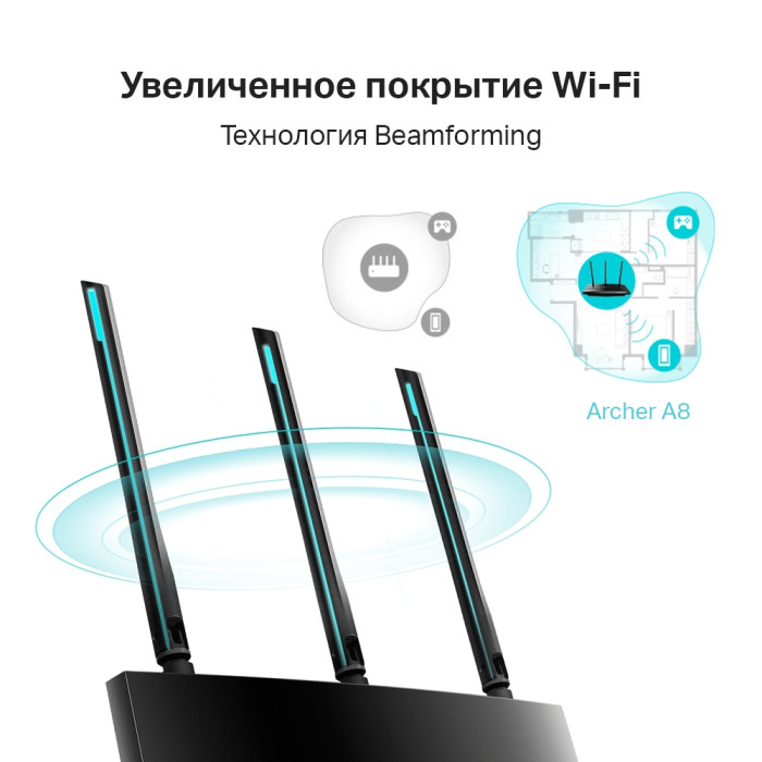 TP-Link Archer A8 / AC1900 Двухдиапазонный гигабитный роутер Wi-Fi