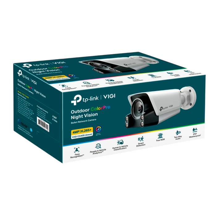 TP-Link VIGI C340S (4мм) / 4MP ColorPro Уличная цилиндрическая IP-камера с Wi-Fi
