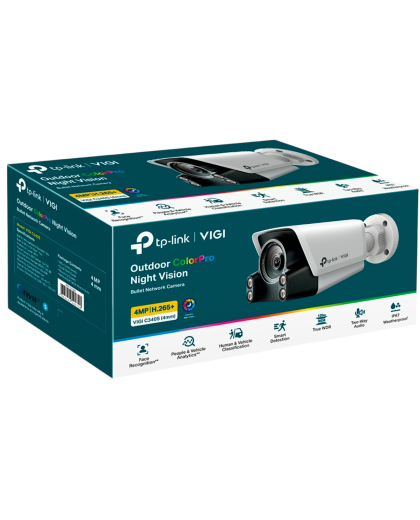 TP-Link VIGI C340S (4мм) / 4MP ColorPro Уличная цилиндрическая IP-камера с Wi-Fi