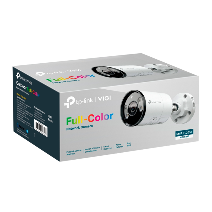 TP-Link VIGI C355 (4мм) / 5MP Full-Color Уличная цилиндрическая IP-камера