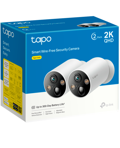 TP-Link Tapo C425 (2-pack) / Умная внутренняя/наружная камера с аккумулятором и поддержкой ИИ