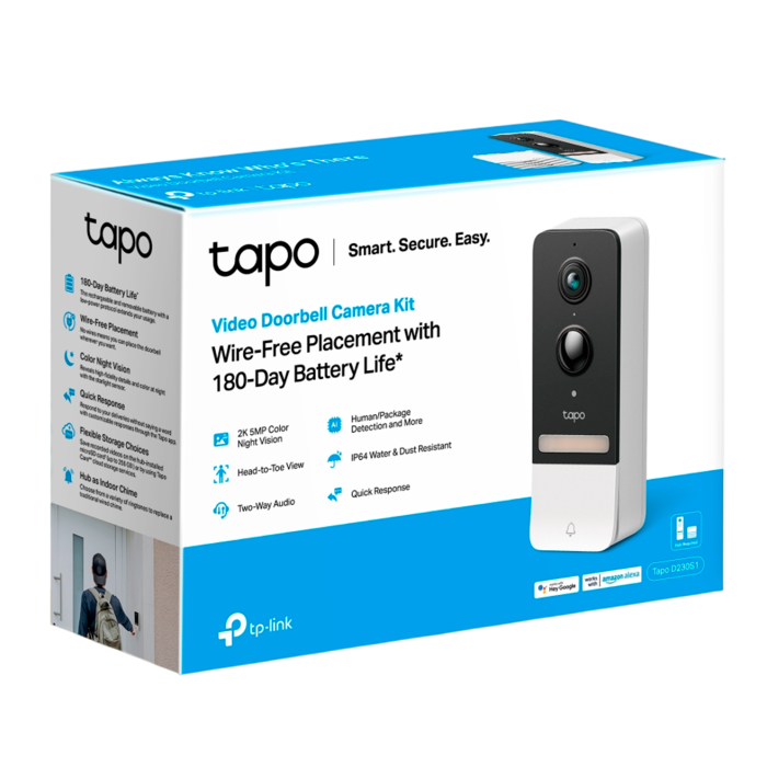 TP-Link Tapo D230S1 / Умный дверной звонок с камерой 2K 5MP, аккумулятором и центром управления