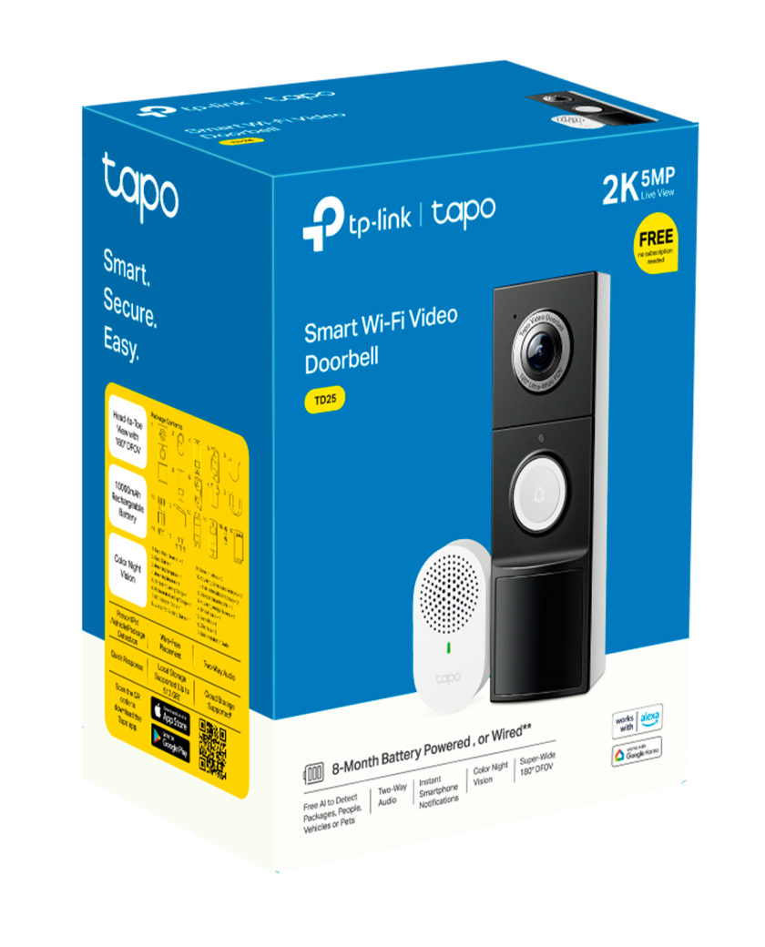 TP-Link Tapo D235 / Умный дверной звонок с камерой 2K 5MP и аккумулятором