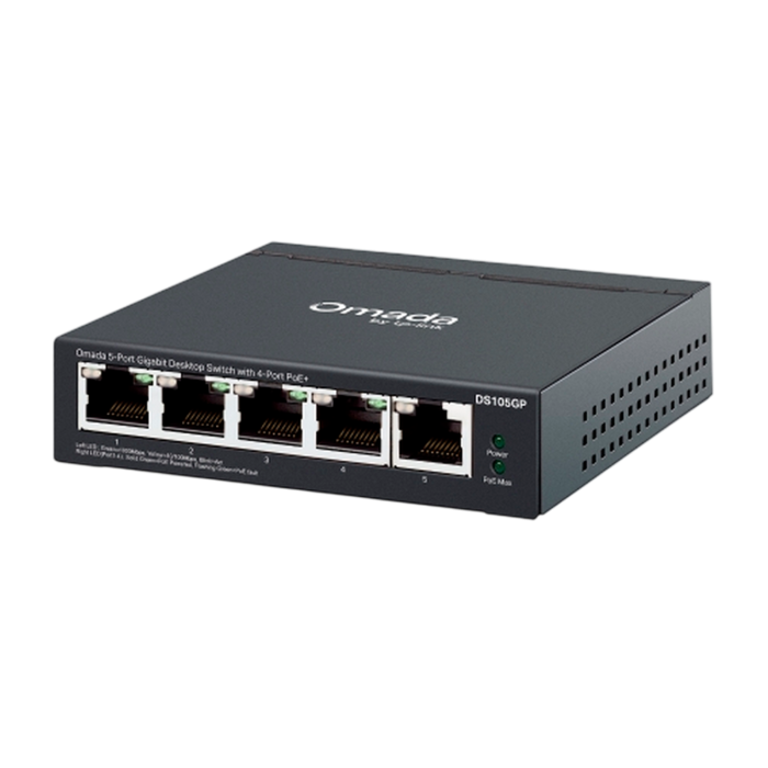9 TP-Link Omada DS105GP / 5-портовый гигабитный неуправляемый рабочий коммутатор с 4-портовым PoE+