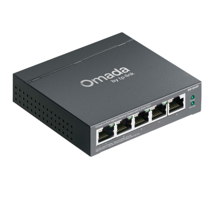 9 TP-Link Omada DS105GP / 5-портовый гигабитный неуправляемый рабочий коммутатор с 4-портовым PoE+