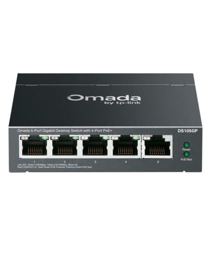 9 TP-Link Omada DS105GP / 5-портовый гигабитный неуправляемый рабочий коммутатор с 4-портовым PoE+