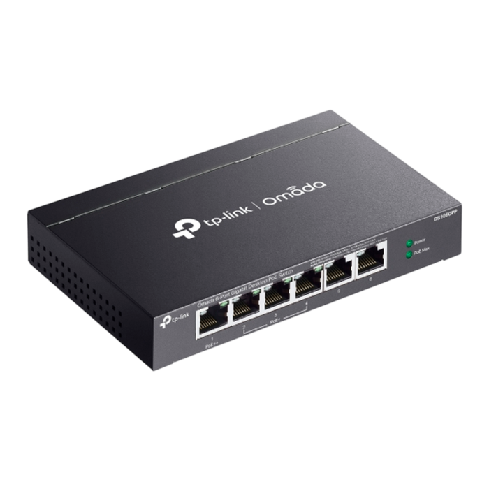 9 TP-Link Omada DS106GPP / 6-портовый гигабитный неуправляемый настольный коммутатор с 3-портовым PoE+ и 1-портовым PoE++