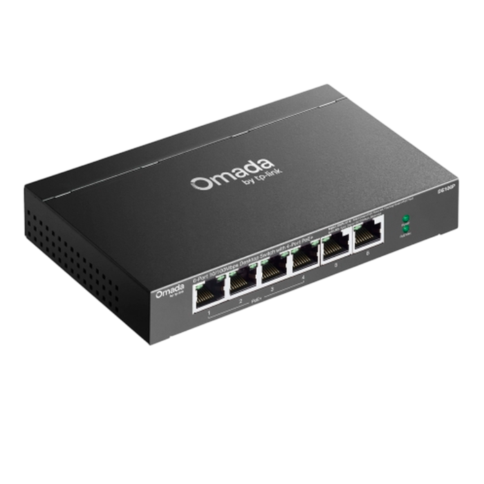9 TP-Link Omada DS106P / 6-портовый 10/100 Мбит/с неуправляемый настольный коммутатор с 4-портовым PoE+