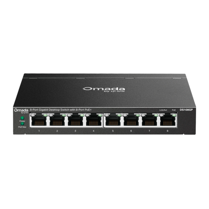 9 TP-Link Omada DS108GP / 8-портовый гигабитный неуправляемый рабочий коммутатор с 8-портовым PoE+