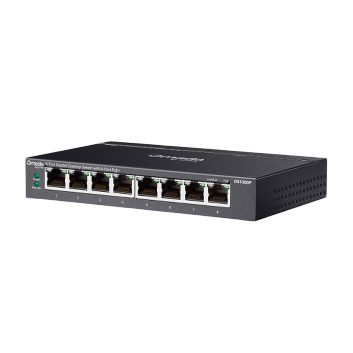 TP-Link Omada DS108GP / 8-портовый гигабитный неуправляемый рабочий коммутатор с 8-портовым PoE+