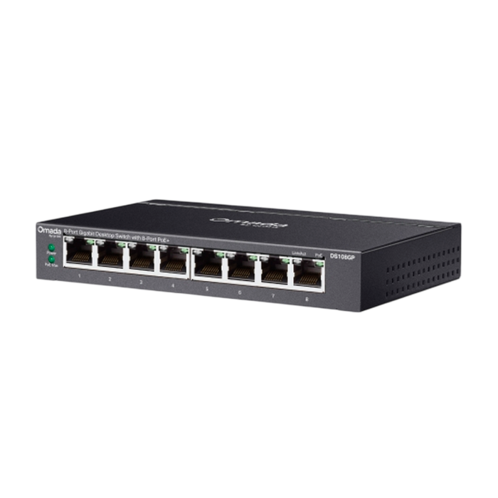 9 TP-Link Omada DS108GP / 8-портовый гигабитный неуправляемый рабочий коммутатор с 8-портовым PoE+