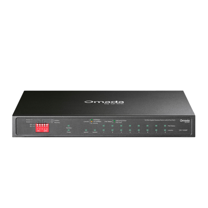 9 TP-Link Omada DS110GMP / 10-портовый гигабитный неуправляемый настольный коммутатор с 8-портовым PoE+