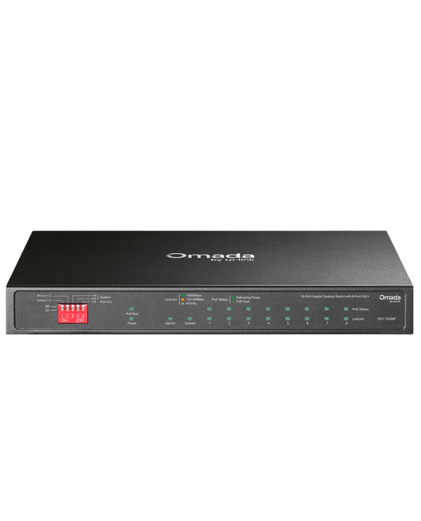 TP-Link Omada DS110GMP / 10-портовый гигабитный неуправляемый настольный коммутатор с 8-портовым PoE+
