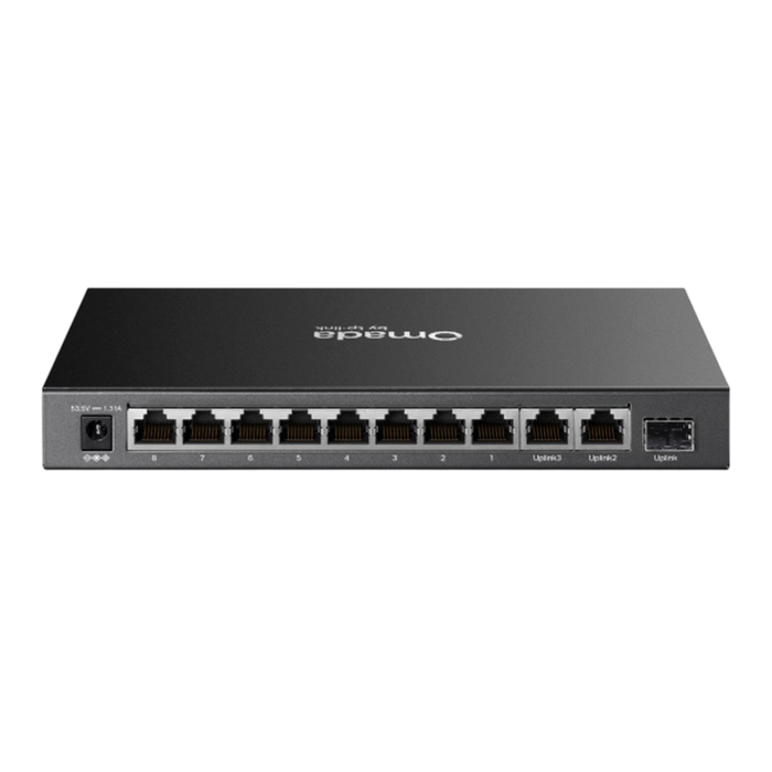9 TP-Link Omada DS111P / 8-портовый 10/100 Мбит/с + 3-портовый гигабитный неуправляемый десктопный коммутатор с 8-портовым PoE+