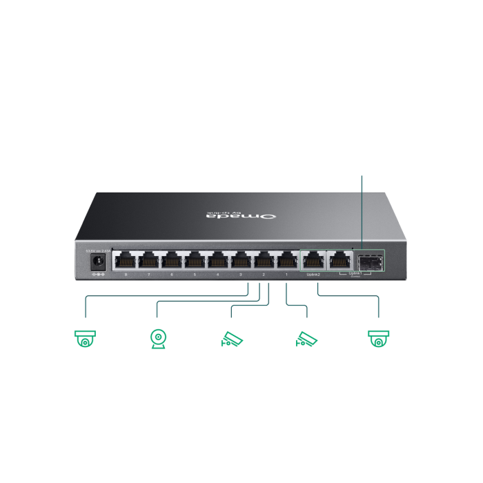 TP-Link Omada ES210GMP / Коммутатор 10-портовый гигабитный Easy Managed с 8 портами PoE+