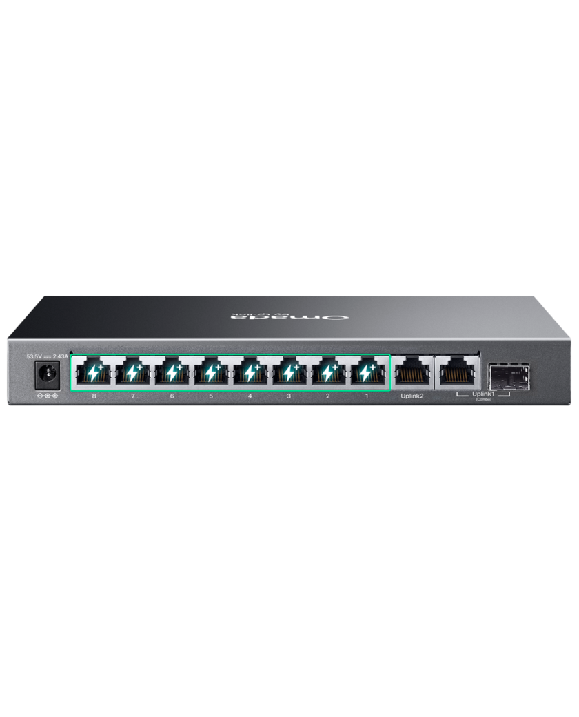 TP-Link Omada ES210GMP / Коммутатор 10-портовый гигабитный Easy Managed с 8 портами PoE+