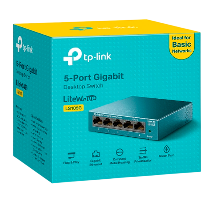TP-Link LS105G / Коммутатор неуправляемыйс 5 портами 10/100/1000 Мбит/с