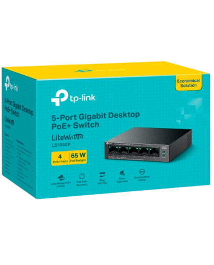TP-Link LS105GP / Коммутатор неуправляемый гигабитный 5-портовый PoE (4 порта PoE+ и 1 порт без PoE)