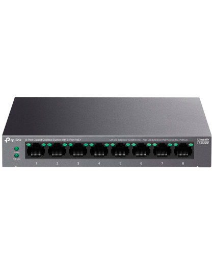 TP-Link LS108GP / Коммутатор неуправляемый гигабитный 8-портовый PoE (8 портов PoE+)