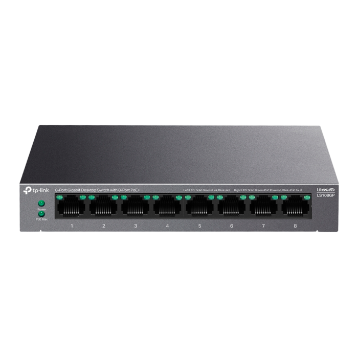 TP-Link LS108GP / Коммутатор неуправляемый гигабитный 8-портовый PoE (8 портов PoE+)