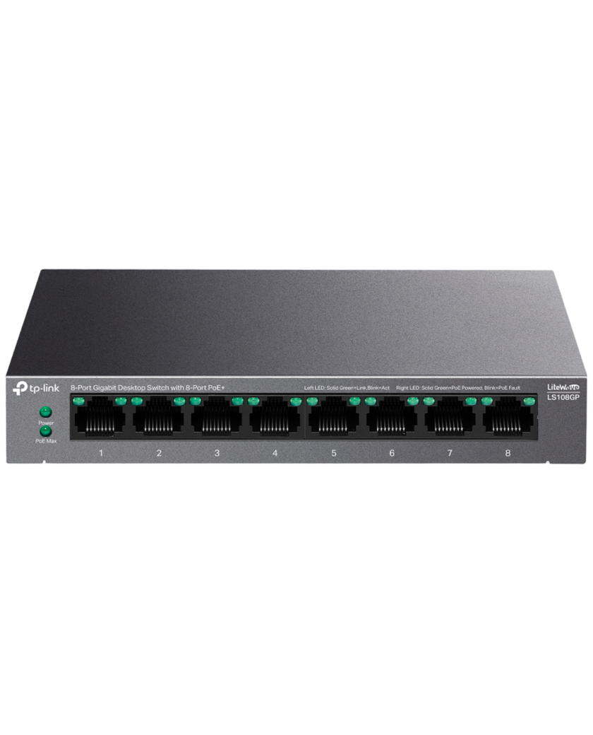 TP-Link LS108GP / Коммутатор неуправляемый гигабитный 8-портовый PoE (8 портов PoE+)