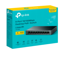 TP-Link LS109P / Коммутатор неуправляемый 9-портовый PoE (8 портов PoE+ 10/100 Мбит/с, 1 порт 10/100 Мбит/с без РоЕ)