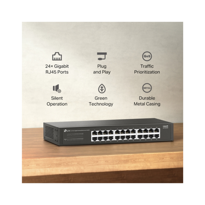 TP-Link LS1024G / Коммутатор неуправляемый 24-портовый гигабитный для настольного/стоечного монтажа