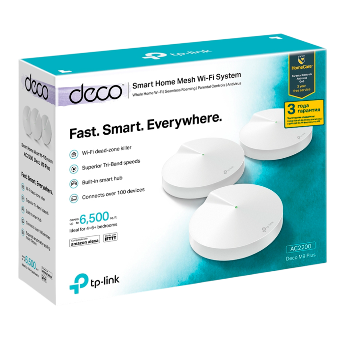 TP-Link Deco M9 Plus (3-Pack) / AC2200 Mesh-система Wi-Fi 5 с поддержкой IoT