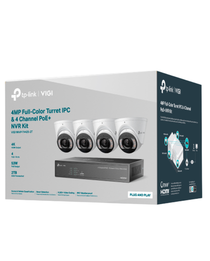 TP-Link VIGI NK4P-T4425-2T / Комплект 4MP Full-Color турельная IPC & 4 канальный PoE+ NVR
