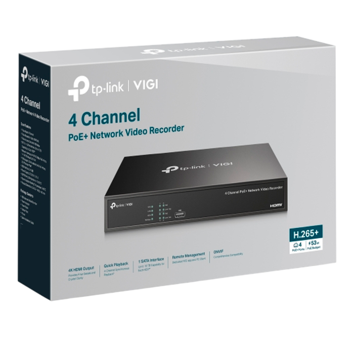 TP-Link VIGI NVR1004H-4P-2TB / 4-канальный сетевой видеорегистратор с поддержкой PoE+
