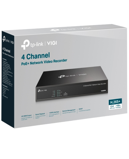TP-Link VIGI NVR1004H-4P / 4-канальный сетевой видеорегистратор с поддержкой PoE+