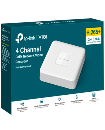 TP-Link VIGI NVR1104H-4P / 4-канальный сетевой видеорегистратор с поддержкой PoE+