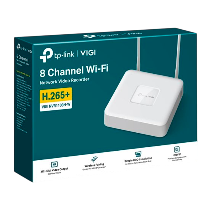 TP-Link VIGI NVR1108H-W / 8-канальный сетевой видеорегистратор с поддержкой PoE+ и Wi-Fi