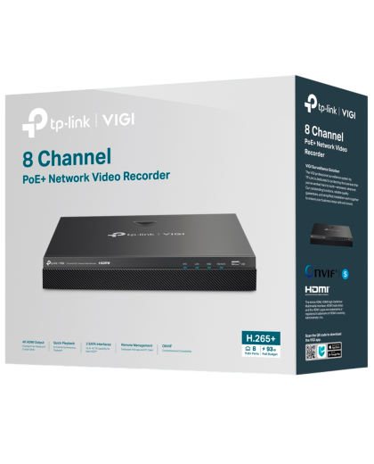 TP-Link VIGI NVR2008H-8MP / 8-канальный сетевой видеорегистратор с поддержкой PoE+