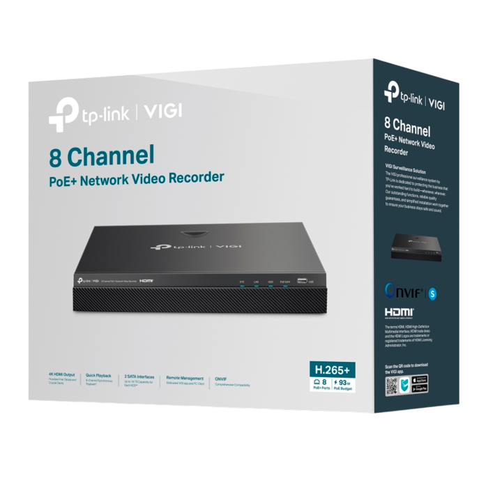 TP-Link VIGI NVR2008H-8MP / 8-канальный сетевой видеорегистратор с поддержкой PoE+
