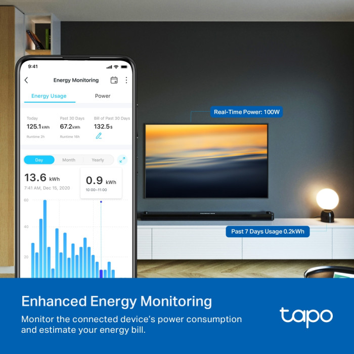 TP-Link Tapo P110M / Умная мини Wi-Fi розетка с мониторингом энергопотребления