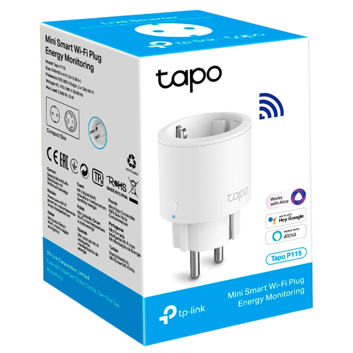 TP-Link Tapo P115 (1-pack) / Умная мини Wi-Fi розетка с мониторингом энергопотребления