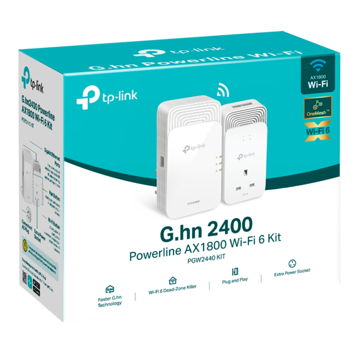 TP-Link PGW2440 KIT / G.hn2400 Комплект гигабитных Powerline-адаптеров с AX1800 Wi-Fi 6