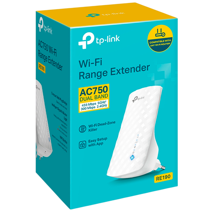 TP-Link RE190 / AC750 Двухдиапазонный усилитель сигнала Wi-Fi 5 с поддержкой Mesh