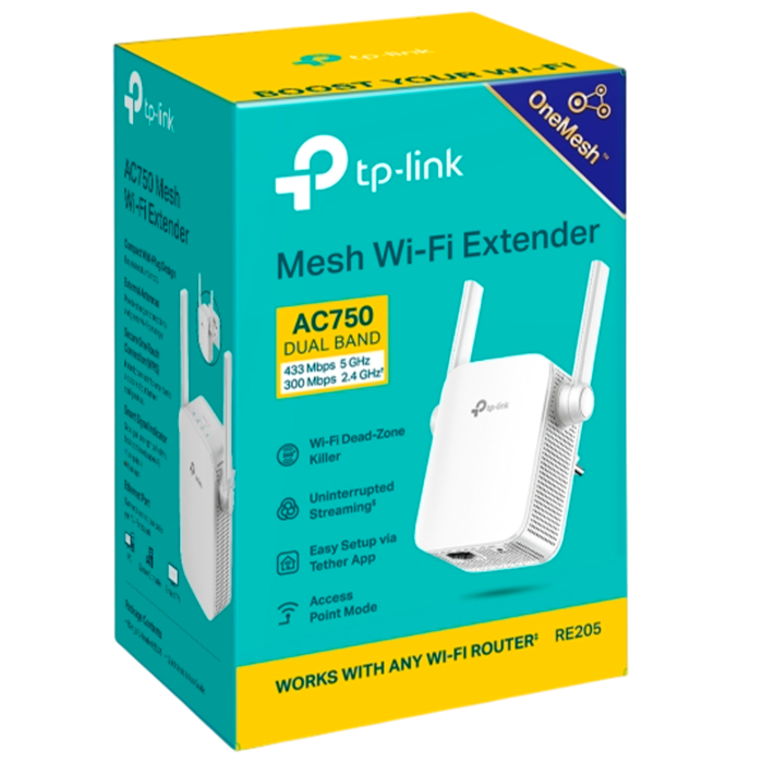 TP-Link RE205 / AC750 Двухдиапазонный усилитель сигнала Wi-Fi 5 с поддержкой Mesh
