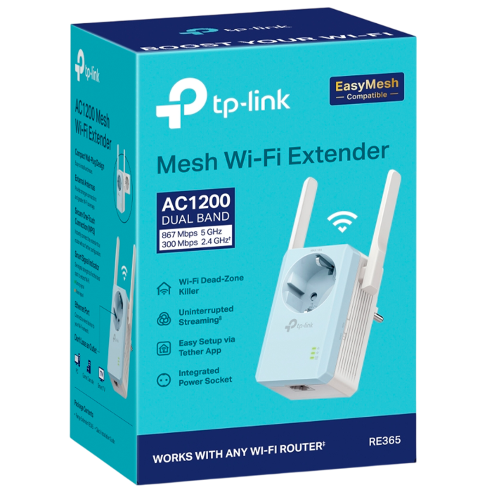 TP-Link RE365 / AC1200 Двухдиапазонный усилитель сигнала Wi-Fi 5 со встроенной розеткой