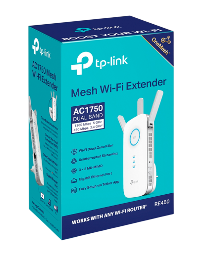 TP-Link RE450 / AC1750 Двухдиапазонный усилитель сигнала Wi-Fi 5 с поддержкой Mesh