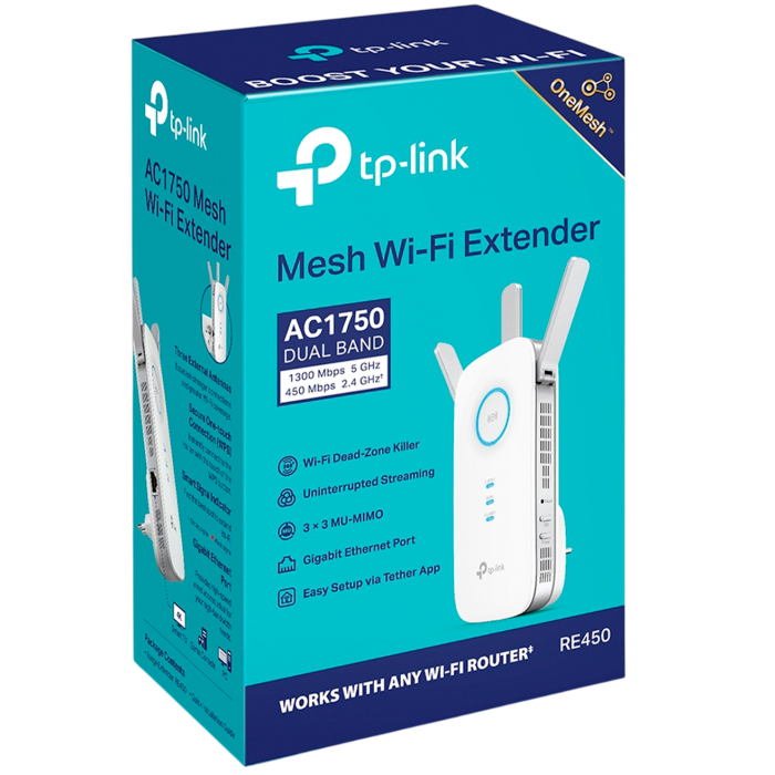 TP-Link RE450 / AC1750 Двухдиапазонный усилитель сигнала Wi-Fi 5 с поддержкой Mesh