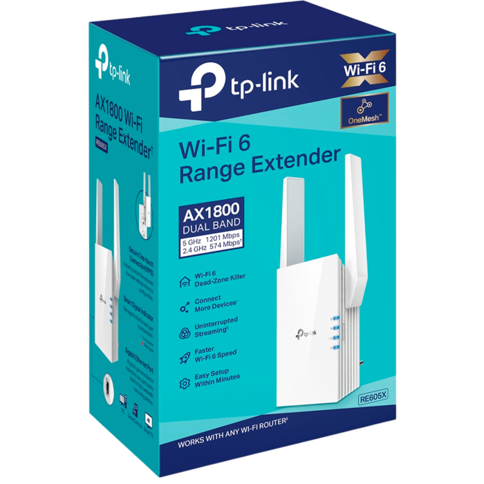 TP-Link RE605X / AX1800 Двухдиапазонный усилитель сигнала Wi-Fi 6 с поддержкой Mesh