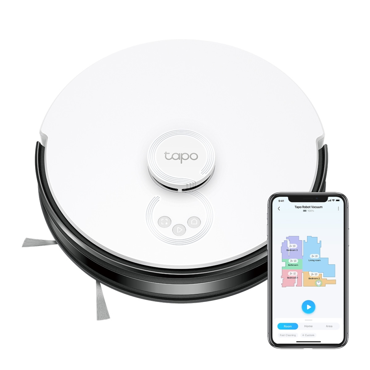 TP-Link Tapo RV30 Max / Робот-пылесос и швабра с гиперсилой всасывания 5300 Па / White