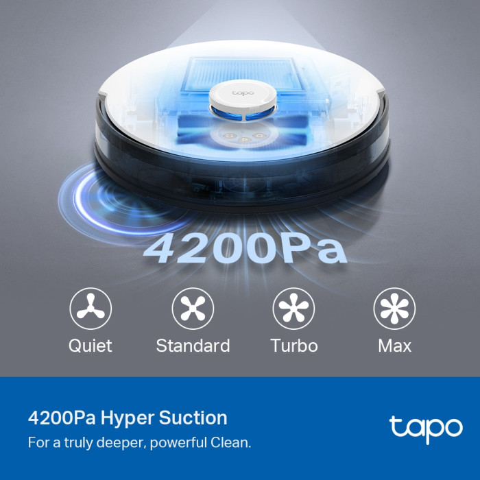 2 TP-Link Tapo RV30 Max / Робот-пылесос и швабра с гиперсилой всасывания 5300 Па / Black