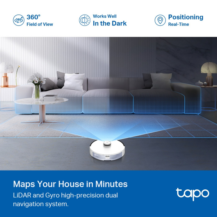 2 TP-Link Tapo RV30 Max / Робот-пылесос и швабра с гиперсилой всасывания 5300 Па / Black