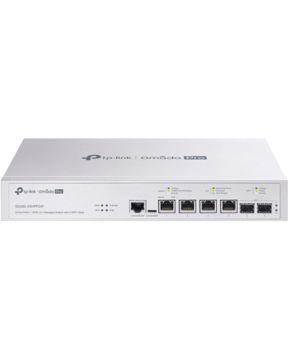 TP-Link Omada Pro S5500-4XHPP2XF / Управляемый коммутатор с 4 портами PoE++ 10GE L2+ и 2 слотами SFP+